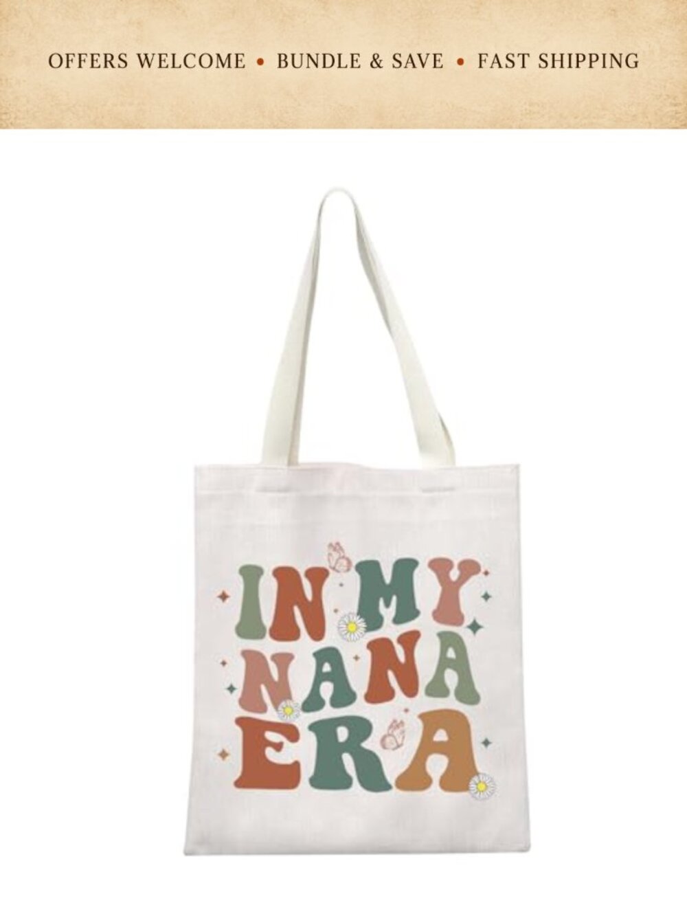 Canvas Tote Bag Nana Gift Shoulder Bag Travel Beach Reusable